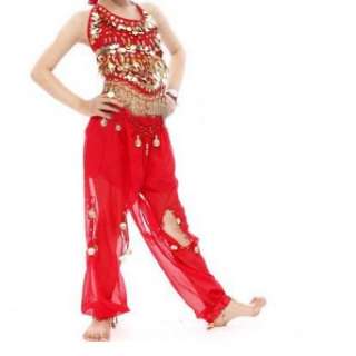   Children Belly Dance Costume, Harem Pants & Top Sets, Red Clothing