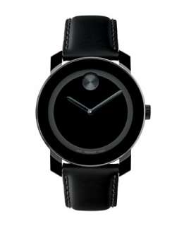 Movado Watch, Swiss Bold Large Black Leather Strap 3600005   Movado 