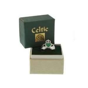 Claddagh Ring Silver Green Agate Irish Wedding Band 