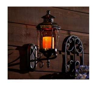   Indoor Outdoor Wall Mount Flameless LED Candle Lantern w/ Timer  