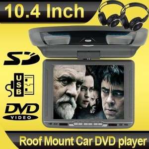 Gray 10.4 Drop Down Car DVD Player Overhead Monitor IR Headphones 