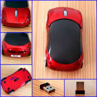   receiver DPI Car Nano Wireless Optical Mouse Mice PC Laptop Red  