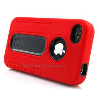 Red Duo Shield Double Layer Hard Case Gel Cover For Apple iPhone 4 