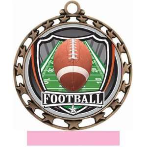   Football Star Medal W/Insert M 4401 BRONZE MEDAL/PINK RIBBON 2.5