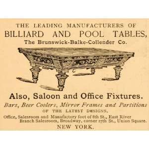  1885 Ad Billiard Pool Tables Brunswick Balke Collender 