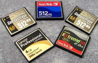 CompactFlash CF Memory Card Lexar 4GB 300x, SanDisk Extreme III 2GB 