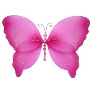  10 Medium Dark Pink (Fuchsia) Crystal Butterfly 
