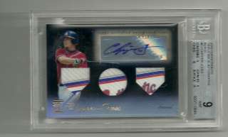 2009 TOPPS TRIBUTE CHIPPER JONES AUTOGRAPH TAG JERSEY PATCH BGS 9 AUTO 