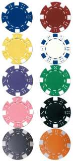 50 DICE STRIPED 11.5 Gram Poker Chips, 11 Colors Avail  
