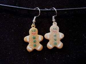 Christmas Ginger Bread Man Cookie Holiday Earrings Pendant Charm 