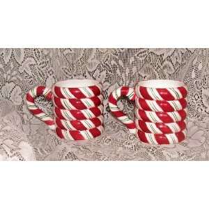  Set of 2 Unique Candy Cane Mugs / Cups 