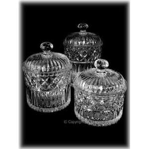   3pc Heavy Lead Crystal Kitchen/Bathroom Canister Set