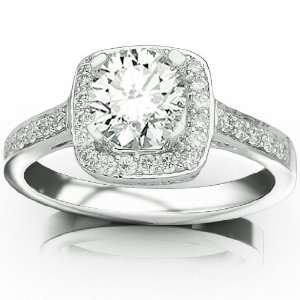 Square Shape Center Pave Set Diamond Engagement Ring with a 0.6 Carat 