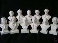 Set of 11 Music Composer Statuettes Bust Statue Bach  