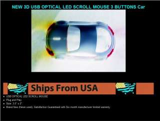 NEW 3D USB OPTICAL LED SCROLL MOUSE 3 BUTTONS Car  