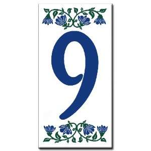  Ceramic Address Tile   2x4 House Address Number Bluebell 