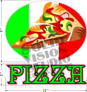 12 Pizza Restaurant Concession Trailer 2 Pc Sign Decal  