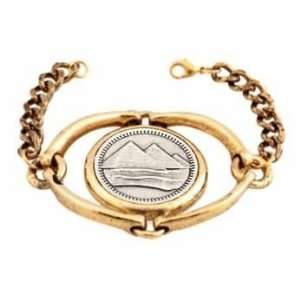   Erin Wasson Gold Horse Bit Silver Coin Chain Bracelet 