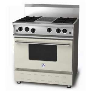   RNB 36 Inch Natural Gas Range With Charbroiler   Cream Appliances