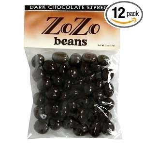 ZoZo Beans Dark Chocolate Espresso Beans, 2 Ounces (Pack of 12 