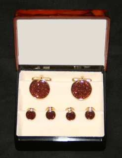   glittering copper studs cufflinks with gold trim these are new in a