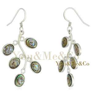 Natural Abalone 925 Sterling Silver Dangle Earrings  