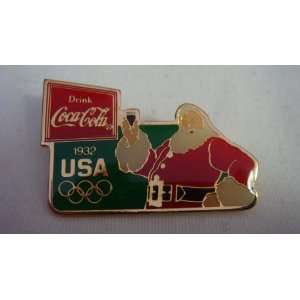  1932 Drink Coca Cola Christmas Santa Olympic Pin 
