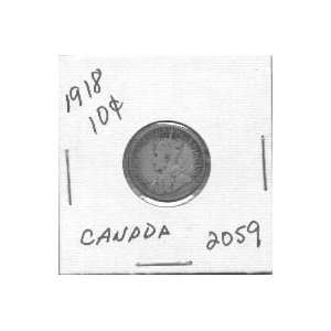  1918 Canada Silver Dime in 2x2 coin holder #2059 
