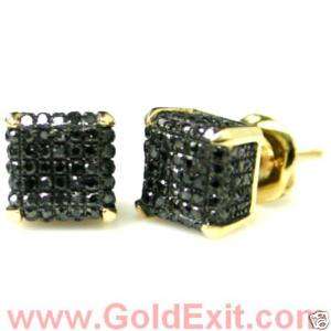 14K Gold Mens Womens Studs Black Diamond Earring Cross  