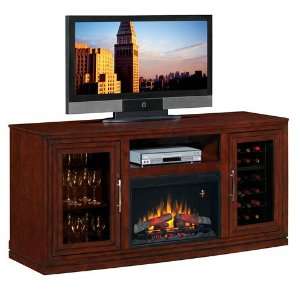   Media Console with Electric Fireplace and Wine Cooler