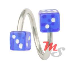 Acrylic Dice Twister Belly Button Ring Navel Dark Blue  