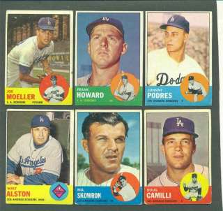 1963 63 TOPPS LOS ANGELES DODGERS 12 CARD LOT  