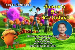 Dr Seuss The Lorax Movie Birthday Party Ticket Invitations Cat In the 