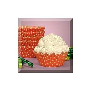   200ea   2 X 1 1/4 Orange Polka Dot Cupcake Baking Cup