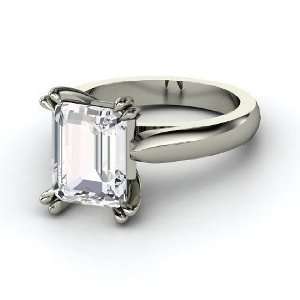   Ring, Emerald Cut White Sapphire Sterling Silver Ring Jewelry