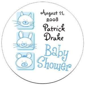 Baby Keepsake Blue Cute Animal Illustrations Baby Shower Personalized 