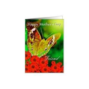  Happy Mothers Day ~ Friend ~ Butterfly & Red Daisies Card 