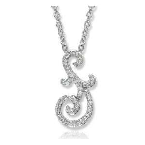  14k White Gold 1/4 Carat Diamond Deco Style Necklace 