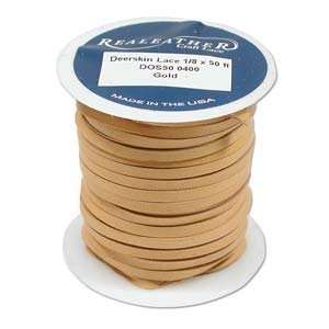  5 Feet 1/8 Inch Deerskin Leather Cord Lace String GOLD 