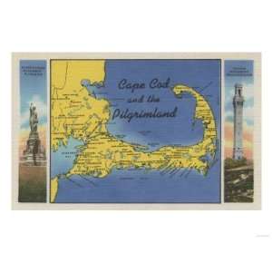  Cape Cod, Massachusetts   Detailed Map of the Pilgrimland 