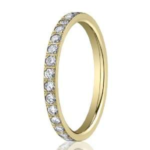 18K Yellow Gold 2mm Stackable Pave Set Benchmark Diamond Mens Eternity 