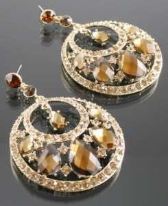 Gold & Bronze Elegant Crystal Rhinestone Earrings NEW  