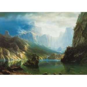 Albert Bierstadt 36W by 26H  Sierra Nevadas CANVAS Edge #1 3/4 