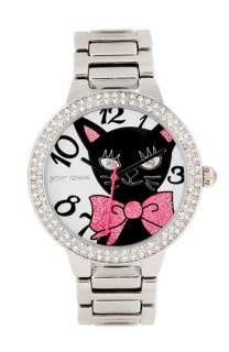 Betsey Johnson Bling Bling Time Cat Dial Bracelet Watch  