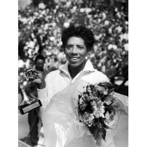  Althea Gibson Holding the Suzanne Lenglen Cup After 