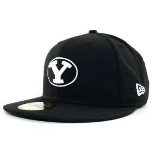 Brigham Young Cougars NCAA Black on Black w/White 59FIFTY Hat