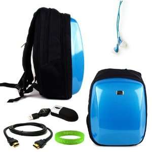  Blue EVA Shell Backpack + VanGoddy LIVE*LAUGH*LOVE Wristband + Black 