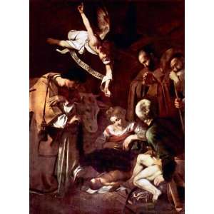 Birth of Christ with St Lawrence and St Francis by Caravaggio canvas 