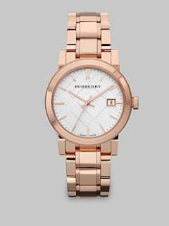 Burberry   Check Stamped Stainless Steel Watch/Rose Goldtone