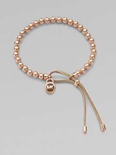 Michael Kors   Leather Accented Beaded Bracelet/Rose Goldtone